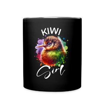 Kiwi Girl Neuseeland Kiwi - Tasse einfarbig - Schwarz - Vorne
