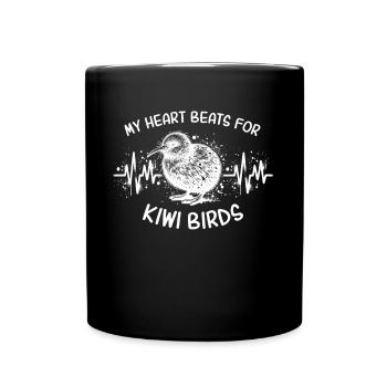 EKG Neuseeland Kiwi Herzlinie - Tasse einfarbig - Schwarz - Vorne