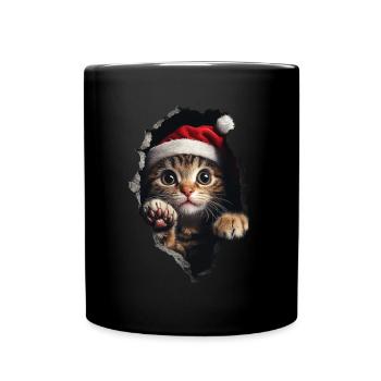Katzenbesitzer Katzen Weihnachten Weihnachts Katze - Tasse einfarbig - Schwarz - Vorne