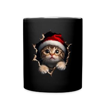 Katzenbesitzer Katzen Weihnachten Weihnachts Katze - Tasse einfarbig - Schwarz - Vorne