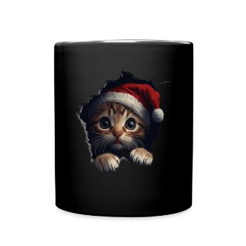 Katzenbesitzer Katzen Weihnachten Weihnachts Katze - Tasse einfarbig - Schwarz - Vorne