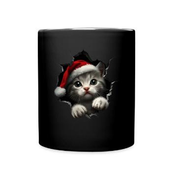 Katzenbesitzer Katzen Weihnachten Weihnachts Katze - Tasse einfarbig - Schwarz - Vorne