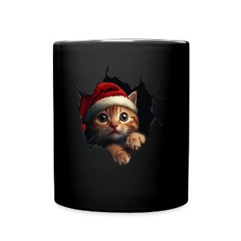 Katzenbesitzer Katzen Weihnachten Weihnachts Katze - Tasse einfarbig - Schwarz - Vorne