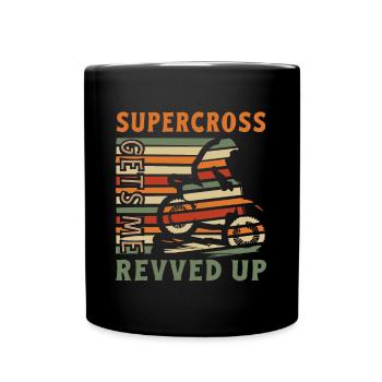 Dirt Biker Riding Get ́s Me Revved Up Dirt Bike - Full Colour Mug - black - Front