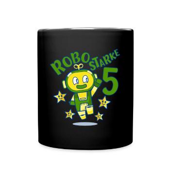Robot Birthday Motif 5 Years Boy Gift - Full Colour Mug - black - Front