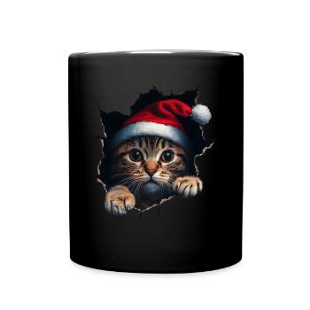 Katzenbesitzer Katzen Weihnachten Weihnachts Katze - Tasse einfarbig - Schwarz - Vorne
