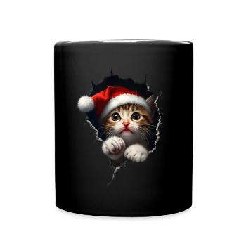 Katzenbesitzer Katzen Weihnachten Weihnachts Katze - Tasse einfarbig - Schwarz - Vorne