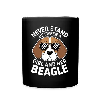 Beagle Mädchen Hunde Lustiges Beagle Geschenk - Tasse einfarbig - Schwarz - Vorne