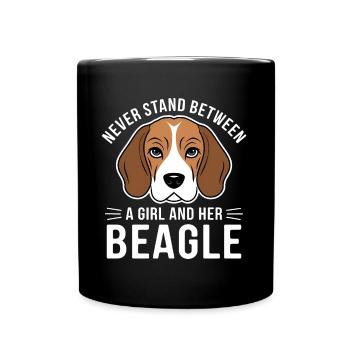 Beagle Mädchen Hunde Lustiges Beagle Geschenk - Tasse einfarbig - Schwarz - Vorne