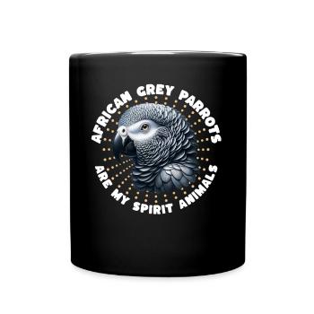 Drôle de dictons de perroquet gris - Mug uni - noir - Devant