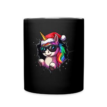 Licorne drôle Licornes de Noël Licorne - Mug uni - noir - Devant