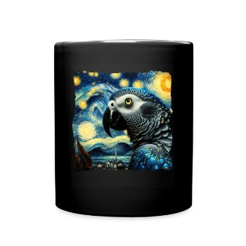 African grey parrot Starry Night - Full Colour Mug - black - Front