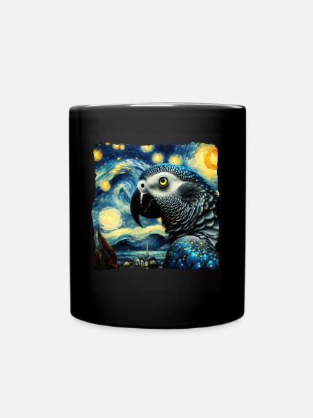 Graupapagei Starry Night - Tasse einfarbig - Schwarz