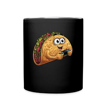 Funny Fast Food Gaming Pizza Gamer Gamer Gaming - Full Colour Mug - black - Front