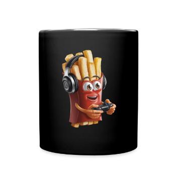 Funny Fast Food Gaming Pizza Gamer Gamer Gaming - Full Colour Mug - black - Front