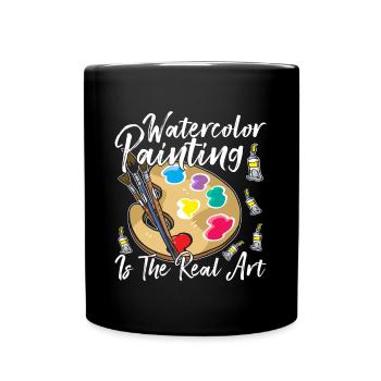 Funny Art Painter Watercolor The Real Drawing Gift - Tasse einfarbig - Schwarz - Vorne