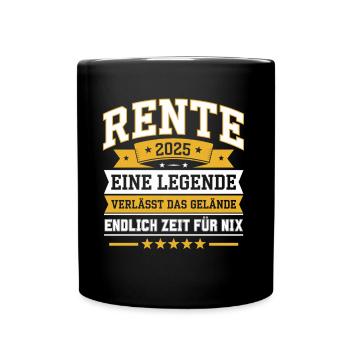 Rente 2025 – Endlich Zeit für Nix - Tasse einfarbig - Schwarz - Vorne