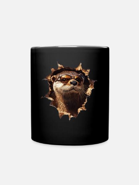 Lustiges Otter Otter Liebhaber Süße Otter Zoo - Tasse einfarbig - Schwarz