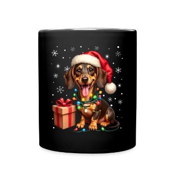 Teckel de Noël - Mug uni - noir - Devant
