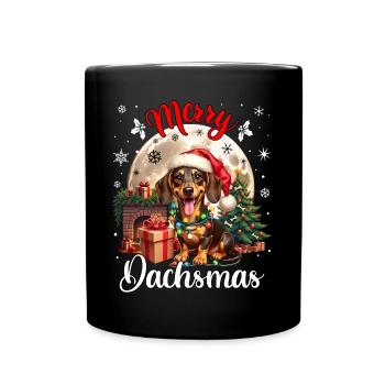 Dackel Santa Claus - Tasse einfarbig - Schwarz - Vorne