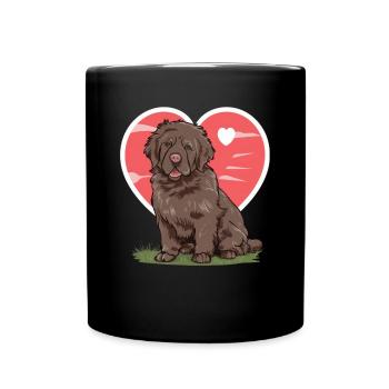 Neufundländer Hund mit großem Herzen - Tasse einfarbig - Schwarz - Vorne