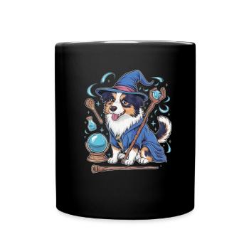 Berger Australien Magicien avec Baguette - Mug uni - noir - Devant