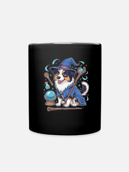 Australischer Schäferhund Magier mit Zauberstab - Tasse einfarbig - Schwarz