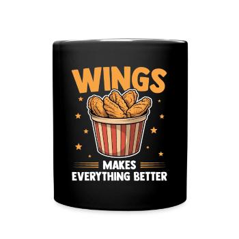 Chicken Wings Lustig Frittiertes Hühnchen Geschenk - Tasse einfarbig - Schwarz - Vorne