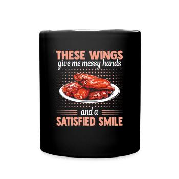Hot Chicken Wings Buffalo Sauce Messy Hands - Full Colour Mug - black - Front