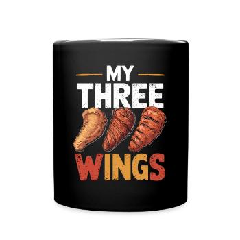 My Three Wings Hühnerflügel Gegrillt Frittiert - Tasse einfarbig - Schwarz - Vorne