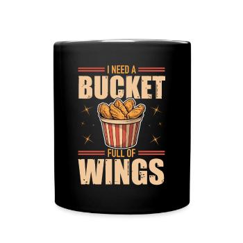 Hühnerflügel - Seau de poulet plein d’ailes - Mug uni - noir - Devant