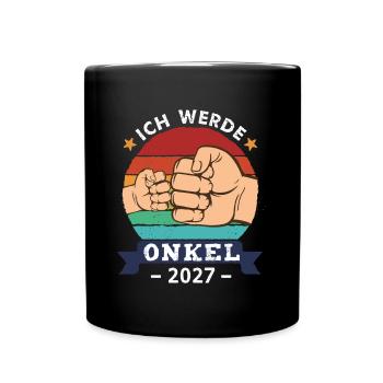 Ich werde Onkel 2027 - Tasse einfarbig - Schwarz - Vorne