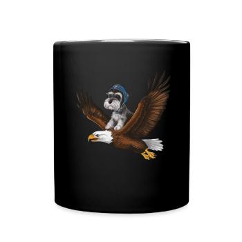 Miniature Schnauzer with majestic bald eagle - Full Colour Mug - black - Front