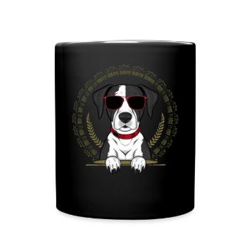 Cool allemand pointeur à poil court avec lunettes de soleil - Mug uni - noir - Devant