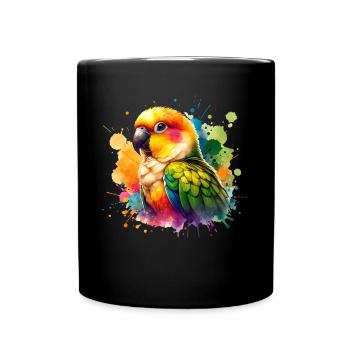Yellow-headed Parakeet Motif - Full Colour Mug - black - Front