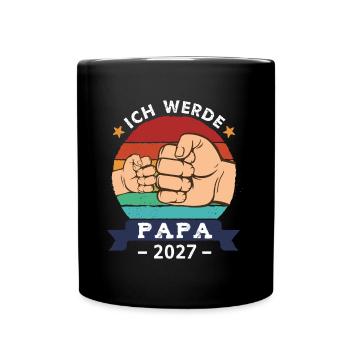 Ich werde Papa 2027 Schwangerschaft Werdender Papa - Tasse einfarbig - Schwarz - Vorne