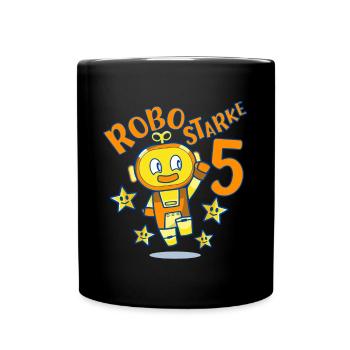 Robot Birthday Motif 5 Years Boy Gift - Full Colour Mug - black - Front