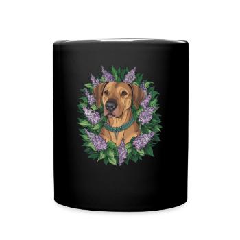 Rhodesian Ridgeback Löwenhund im Cartoon Stil - Tasse einfarbig - Schwarz - Vorne