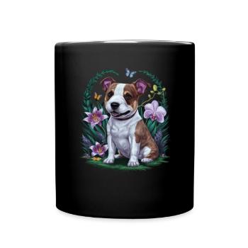 Staffordshire Bull Terrier avec des papillons - Mug uni - noir - Devant
