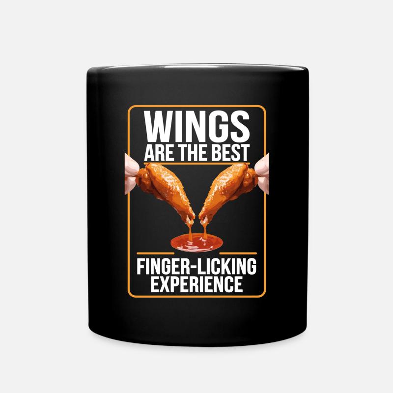 Wings Are The Best Finger Licking Experience - Full Colour Mug - black