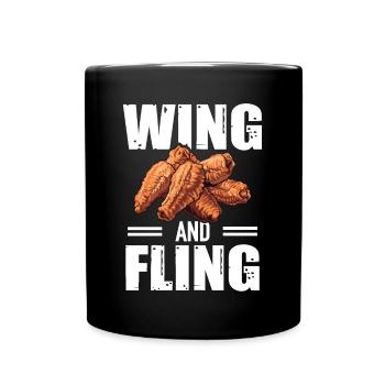 Chicken Wings Liebhaber Wing And Fling - Tasse einfarbig - Schwarz - Vorne