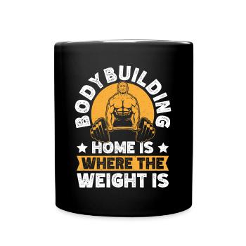 Powerlifting Bodybuilder Home Is Where Weights Is - Full Colour Mug - black - Front