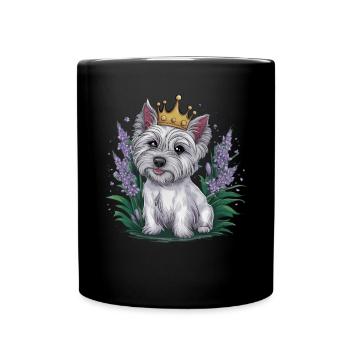 Süßér West Highland White Terrier avec couronne - Mug uni - noir - Devant