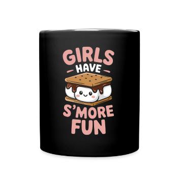 S´More Spruch Marshmallow Camping S´More Geschenk - Tasse einfarbig - Schwarz - Vorne