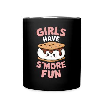 S´More Spruch Marshmallow Camping S´More Geschenk - Tasse einfarbig - Schwarz - Vorne