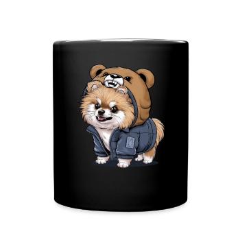Pomeranian Spitz im Cartoon Look für Hundebesitzer - Tasse einfarbig - Schwarz - Vorne