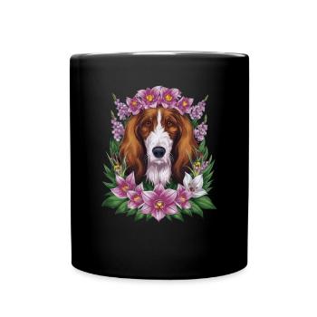 Lévrier afghan aux fleurs colorées - Mug uni - noir - Devant