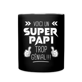 Super Papi meilleur papy cadeau grand père - Mug uni - noir - Devant