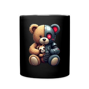 Funny Robot Tech Teddy Bear Cyborg Animal Bear - Full Colour Mug - black - Front