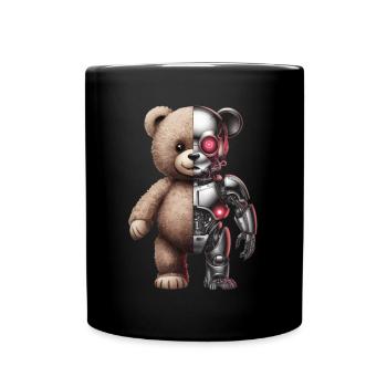 Lustige Roboter Tech Teddybär Cyborg Tier Bär - Tasse einfarbig - Schwarz - Vorne